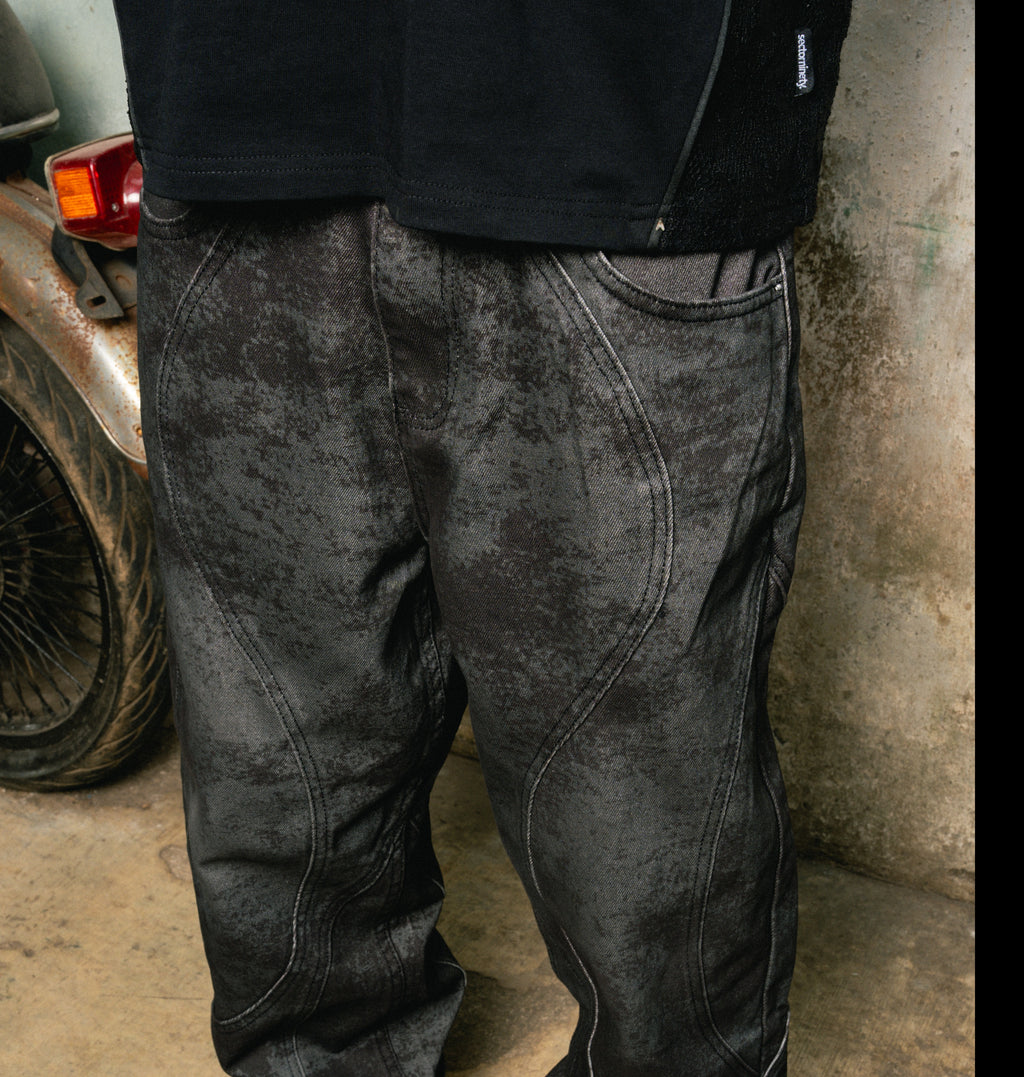 Washed Panel Jeans