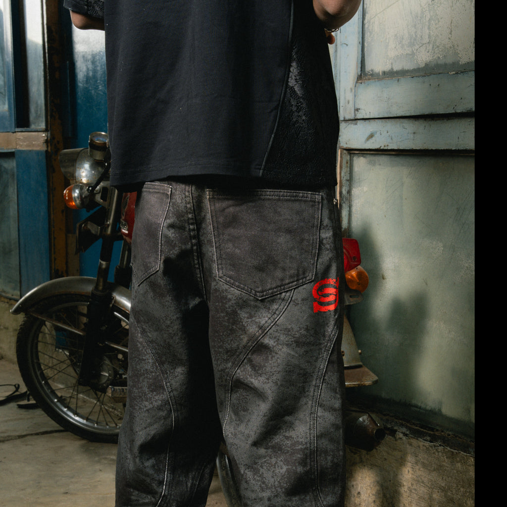 Washed Panel Jeans